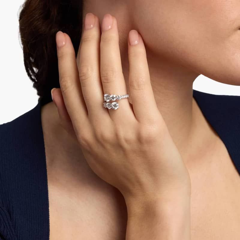 Lab Grown Diamond Round Crossover Ring In 14K White Gold (3 Ct. Tw.)