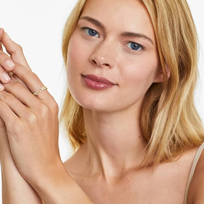 Vine Motif Diamond Ring In 14K Yellow Gold