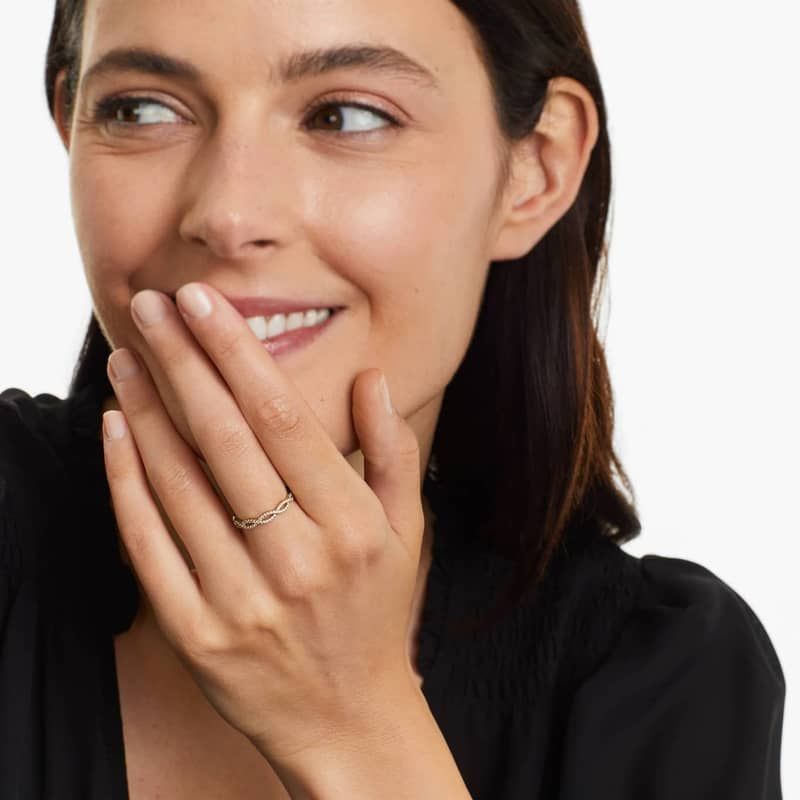 Petite Open Infinity Diamond Ring In 14K Yellow Gold