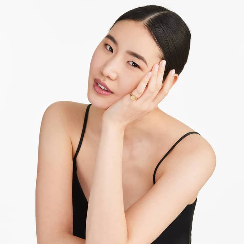 Diamond H Initial Signet Ring In 14K Yellow Gold