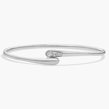 Crossover diamond drop white gold bangle