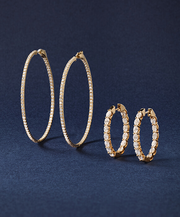 matching yellow gold diamond hoop earrings