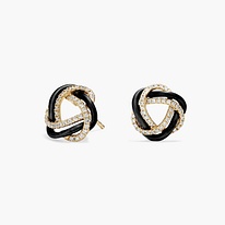 Yellow and black gold lab diamond knot earrings
